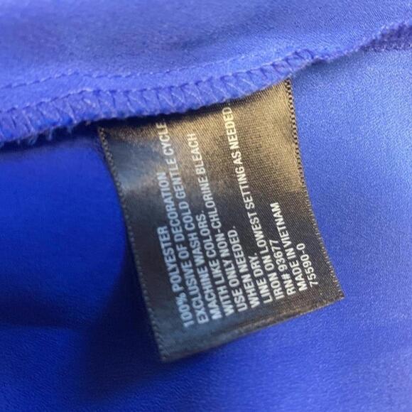 Worthington Sheer Button Down Long Sleeve Collared Work Office Blue Blouse Sz PS - Picture 5 of 5